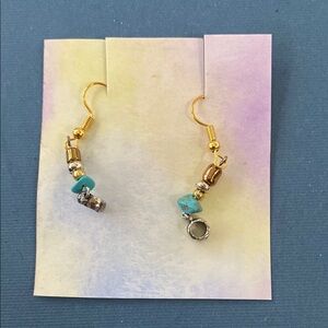 Bohemian Gold and Blue Crescent Earrings
